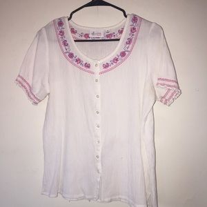 Denim & Co Women’s White Embroidered Medium